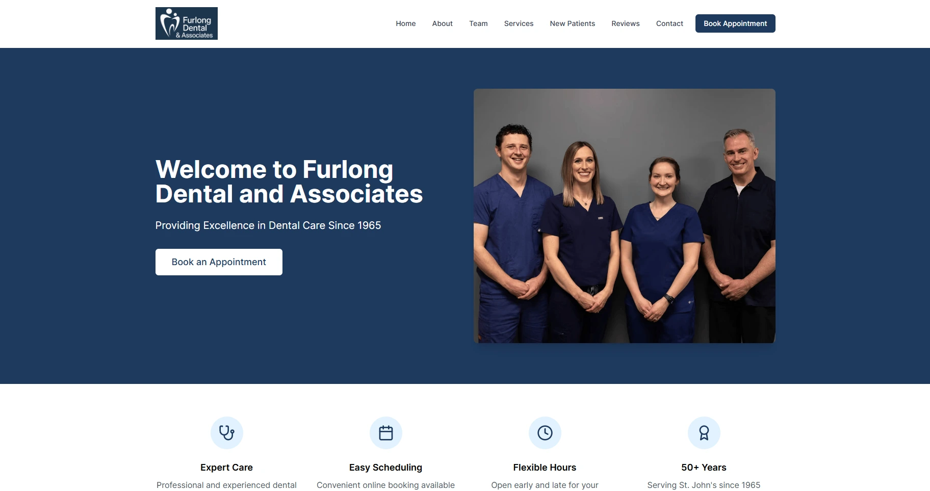 Furlong Dental & Associates website homepage